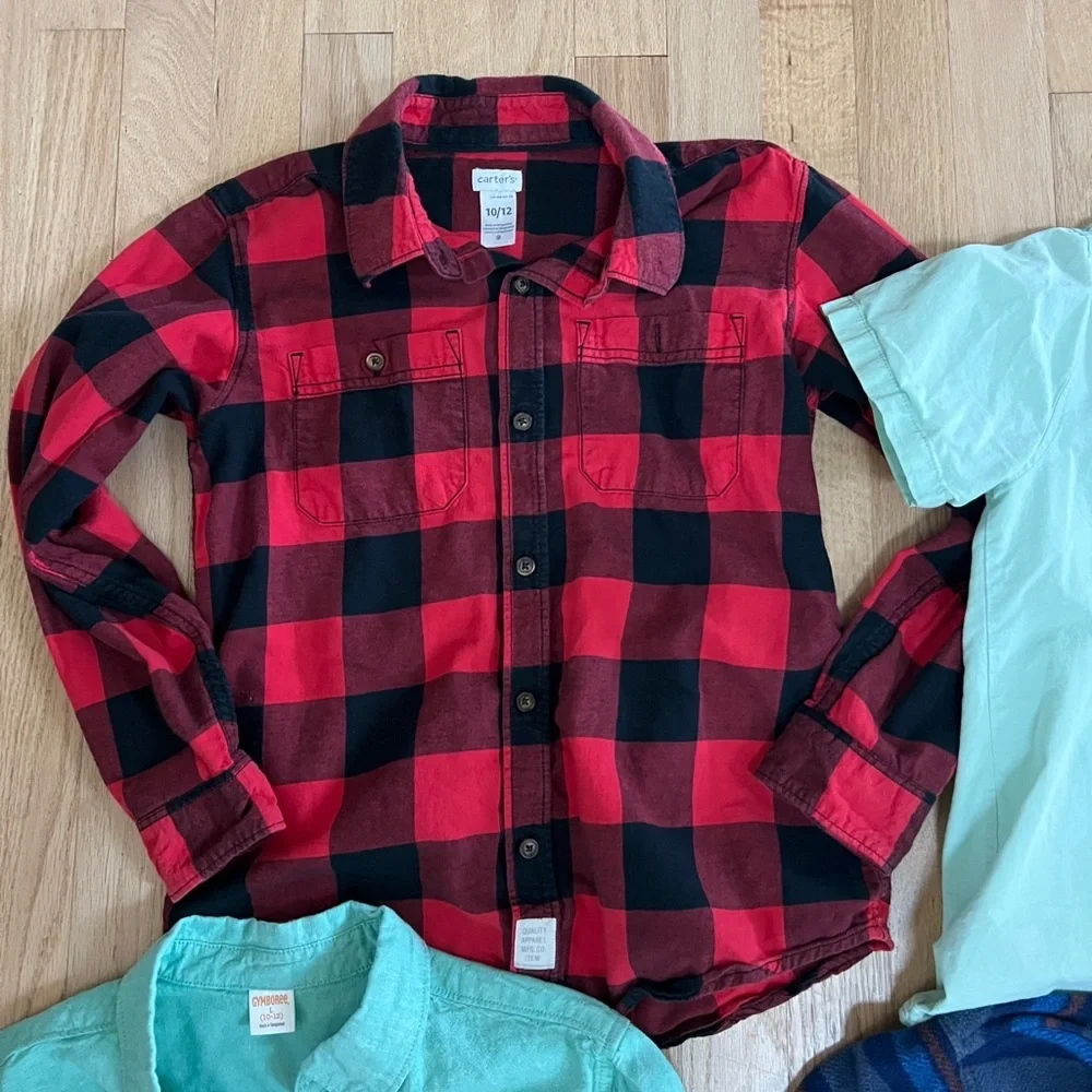 Lot of 4 Boys Button‎ Down Shirts 10-12 Various Brands